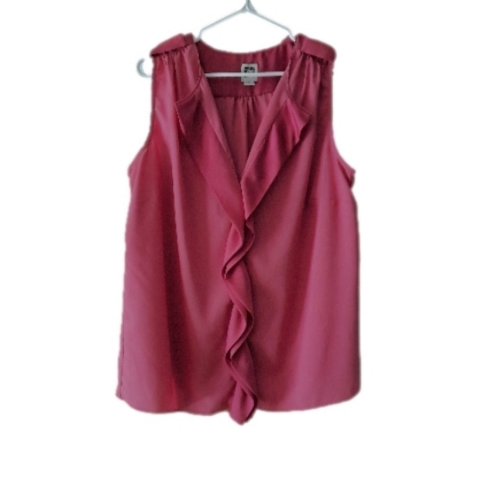 Anne Klein Blouse Size 1x Pink Sleeveless Top